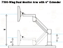 7500-Wing Dual Monitor Arm with 6