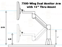 7500-Wing Dual Monitor Arm with  12
