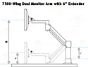 7500-Wing Dual Monitor Arm with 6